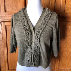 🍁MOTH | Anthro Large Gray Crop Cardigan Sweater